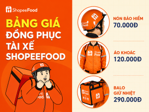 Trên đây là bảng giá đồng phục ShopeeFood cho bạn tham khảo (Nguồn: ShopeeFood)